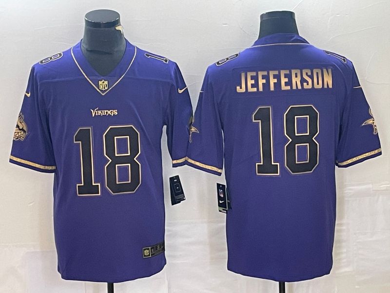 Men Minnesota Vikings #18 Jefferson Purple 2023 Nike Vapor Limited NFL Jersey style 5->houston texans->NFL Jersey